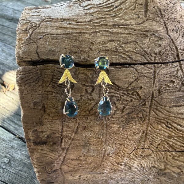 London blue topaz-gold-earrings-art deco-blue-arrow-sandrakernsjewellery London blue topaz-gold-earrings-art deco-blue-arrow-sandrakernsjewellery