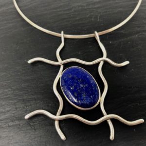 Squares-lapis-lazuli-choker-necklace-silver-sterling-sandrakernsjewellery-front
