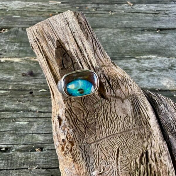 australian-boulder opal-silver-ring-blue-sandrakernsjewellery australian-boulder opal-silver-ring-blue-sandrakernsjewellery