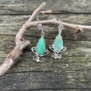 chrysocolla-green-earrings-curly-back-sandrakernsjewellery