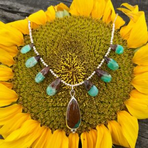 chrysocolla-necklace-green-brown-silver-leaf-front-sandrakernsjewellery