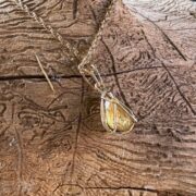 gold rutilated quartz-pendant-9ct gold-chain-claw set-back-sandrakernsjewellery