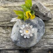 hand cut-daisy-flower-pendant-citrine-chain-silver-sandrakernsjewellery