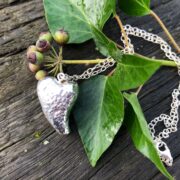 heart-hollow-silver-puffed-pendant-textured-back-sandrakernsjewellery