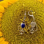 lapis-lazuli-curled wire-earrings-blue-back-sandrakernsjewellery