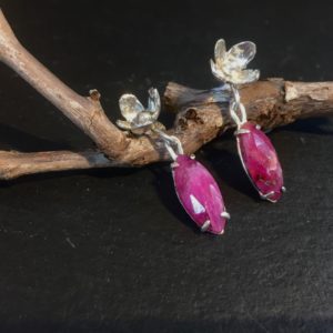 pink-sapphire-earrings-hydrangea-flower-studs-together-sandrakernsjewellery