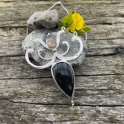 rainbow obsidian-necklace-silver-rutilated crystal-sandrakernsjewellery
