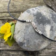 random-crossed silver-pendant-leather thong-sandrakernsjewellery