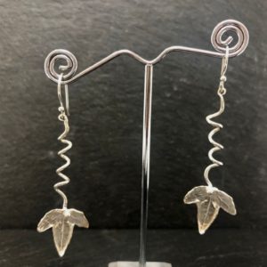real-ivy-leaf-earrings-spiral-back-sandrakernsjewellery