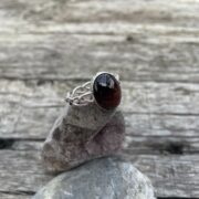 red tigers eye-sterling silver-ring-plaited band-front-sandrakernsjewellery