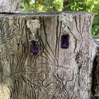 silver-purple-earrings-vine leaf-sandrakernsjewellery