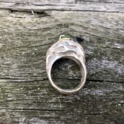 wax carved-ring-silver-peridot-claw-wood-sandrakernsjewellery